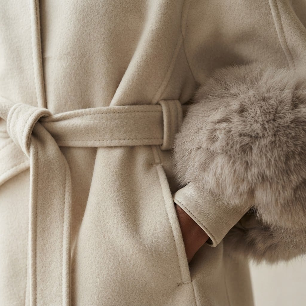 Maya | Elegant Cape Coat for Winter - Detail Close-Up