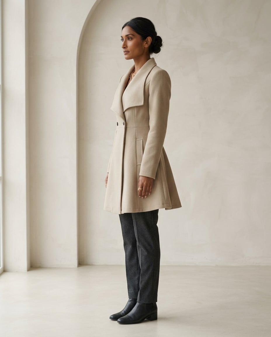 Maya | Elegant Coat for Winter - Side View