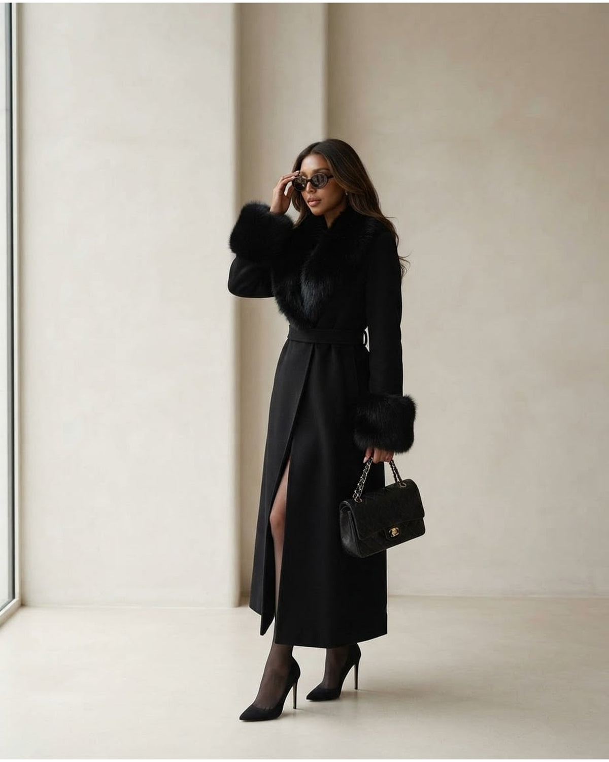 Maya | Elegant Coat for Winter - Side View