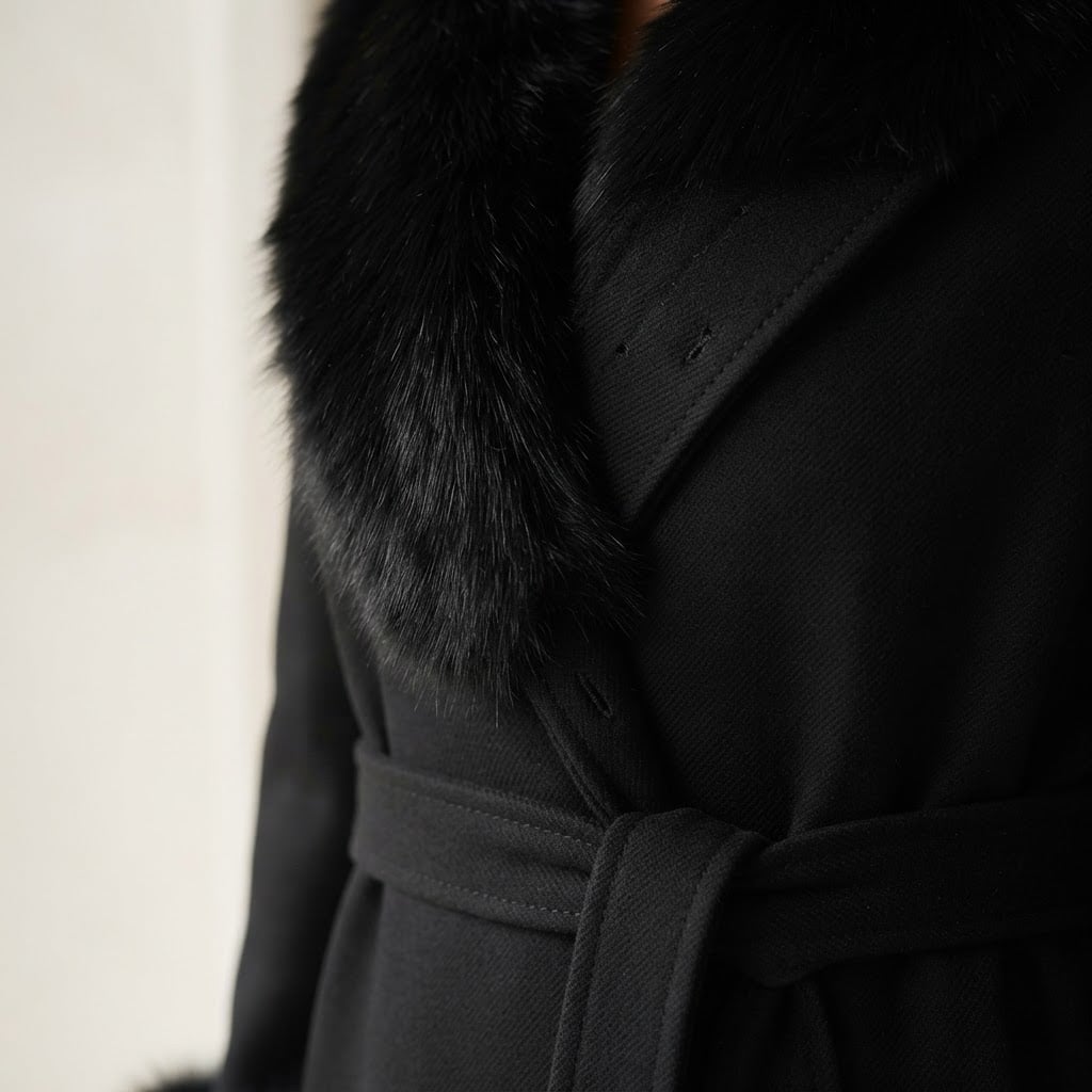 Maya | Elegant Coat for Winter - Detail Close-Up