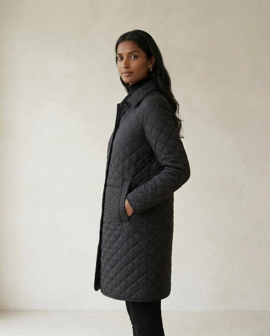 Maya | Elegant Quilted Coat for Winter — side | Maison Perigee