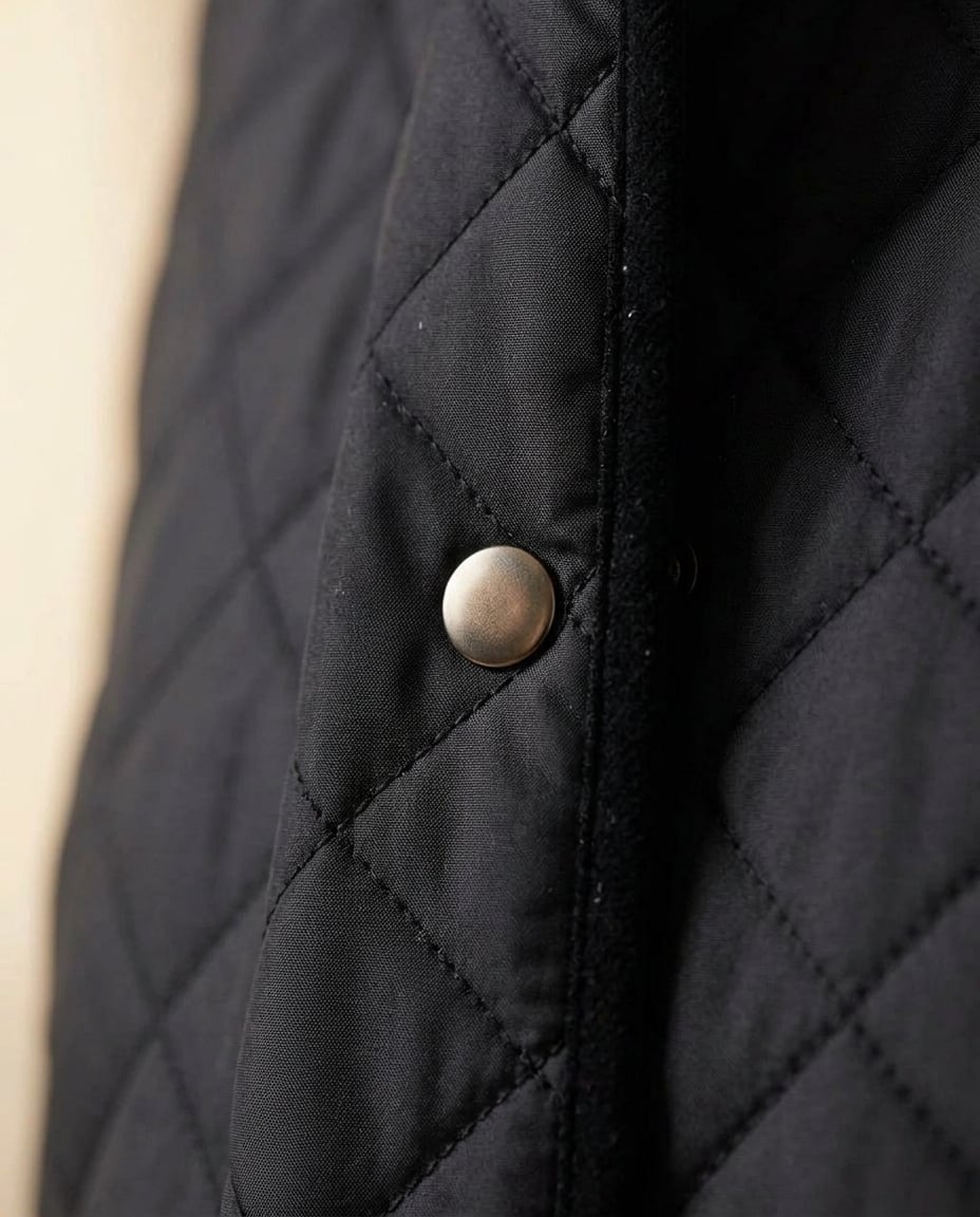Maya | Elegant Quilted Coat for Winter — detail | Maison Perigee