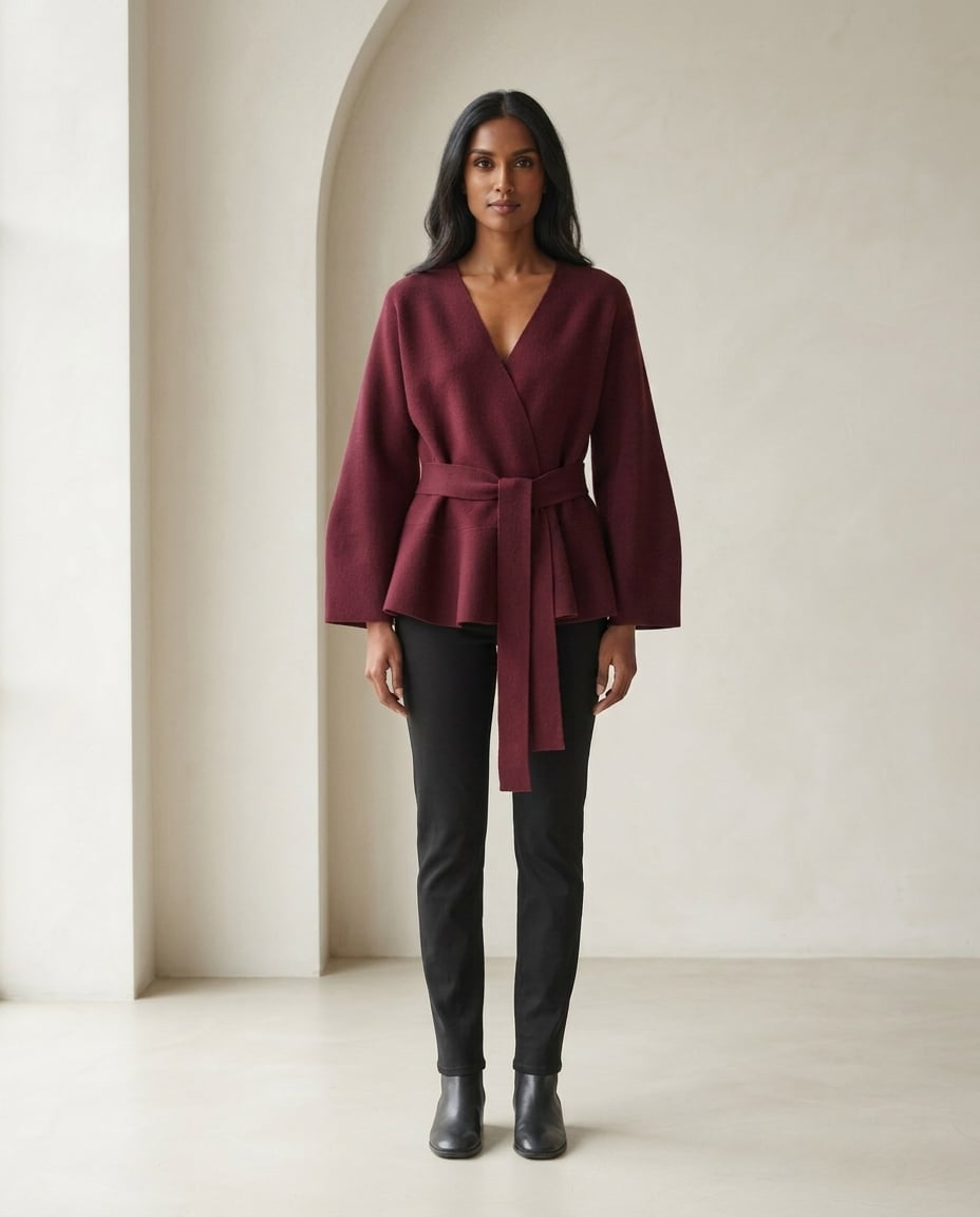 Maya | Elegant Wrap Sweater for Autumn/Winter - Front View