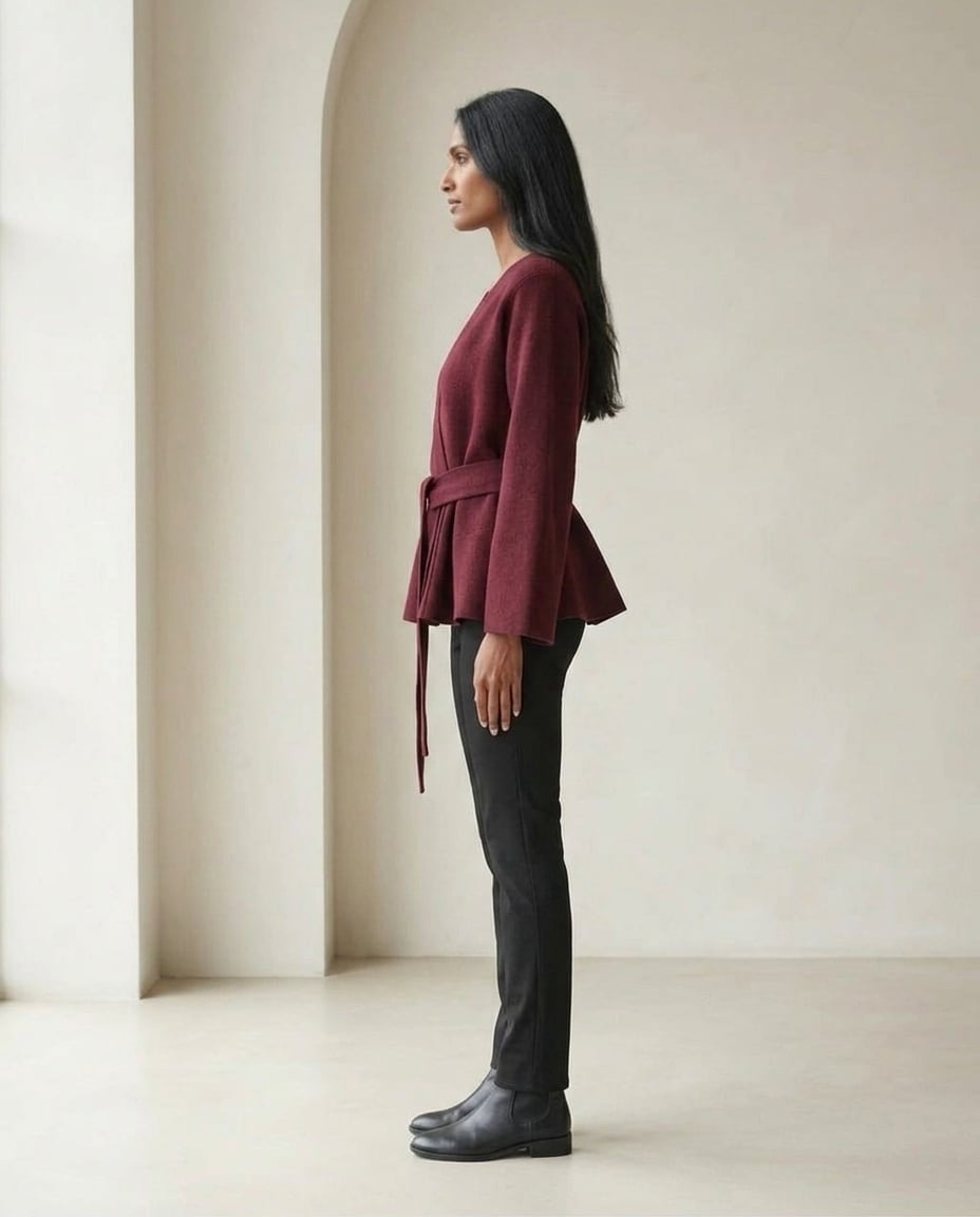Maya | Elegant Wrap Sweater for Autumn/Winter - Side View