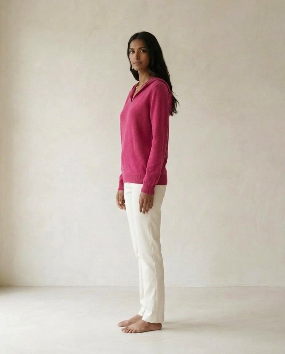 Maya | Refined Cashmere Hooded Sweater for Autumn/Winter — side | Maison Perigee
