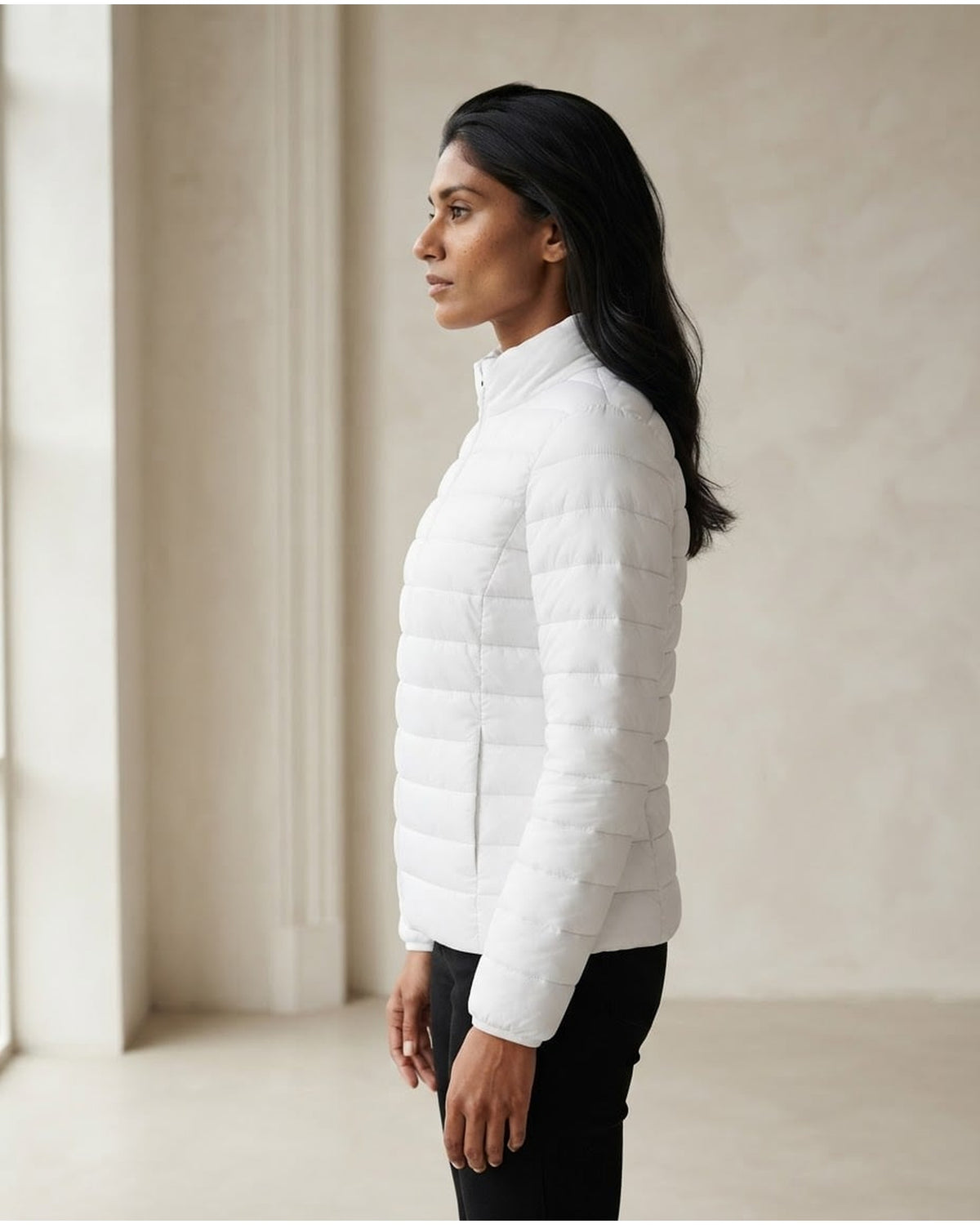 Maya | Refined Puffer Coat for Winter - Side View