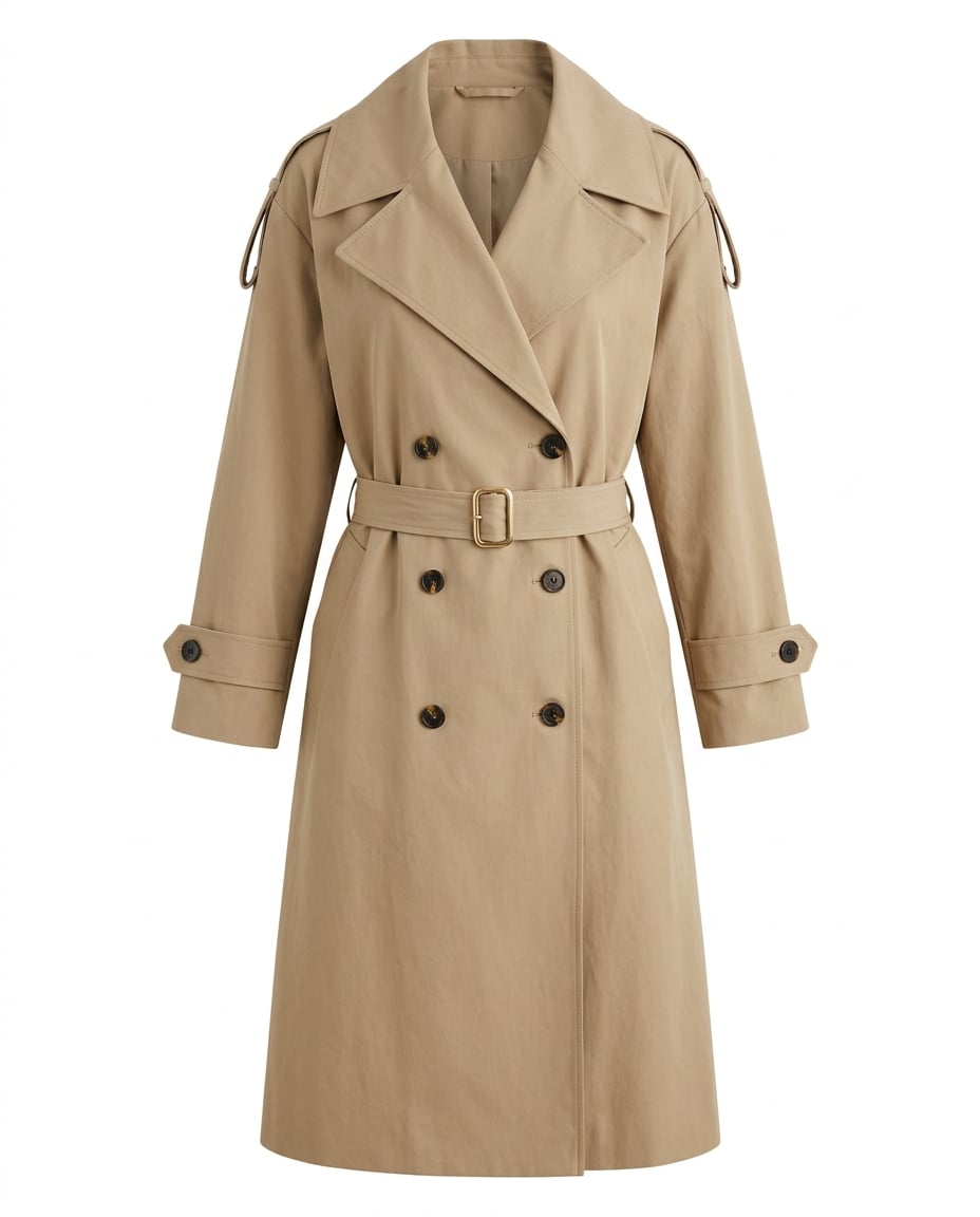 Maya | Timeless Trench Coat for Autumn/Winter — product white bg | Maison Perigee