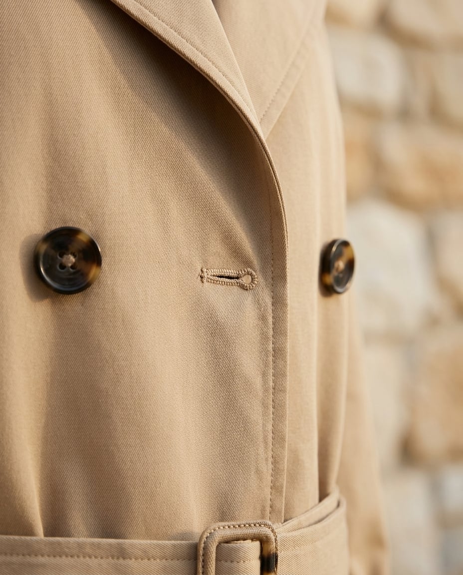 Maya | Timeless Trench Coat for Autumn/Winter — detail | Maison Perigee