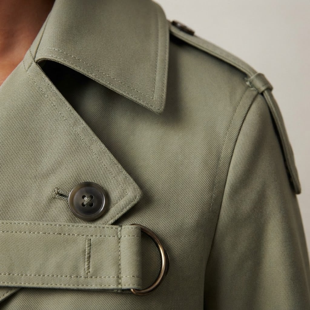 Maya | Timeless Trench Coat for Winter - Detail Close-Up