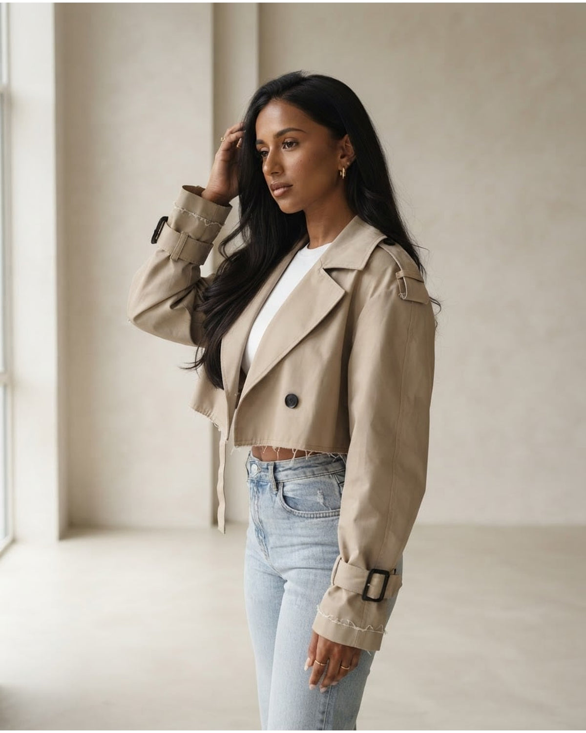 Maya | Timeless Trench Jacket for Autumn - Side View