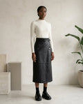 Naomi | Elegant Belted Midi Skirt for Autumn/Winter — front | Maison Perigee