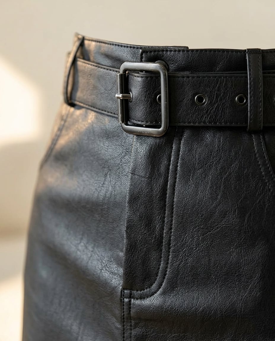 Naomi | Elegant Belted Midi Skirt for Autumn/Winter — detail | Maison Perigee