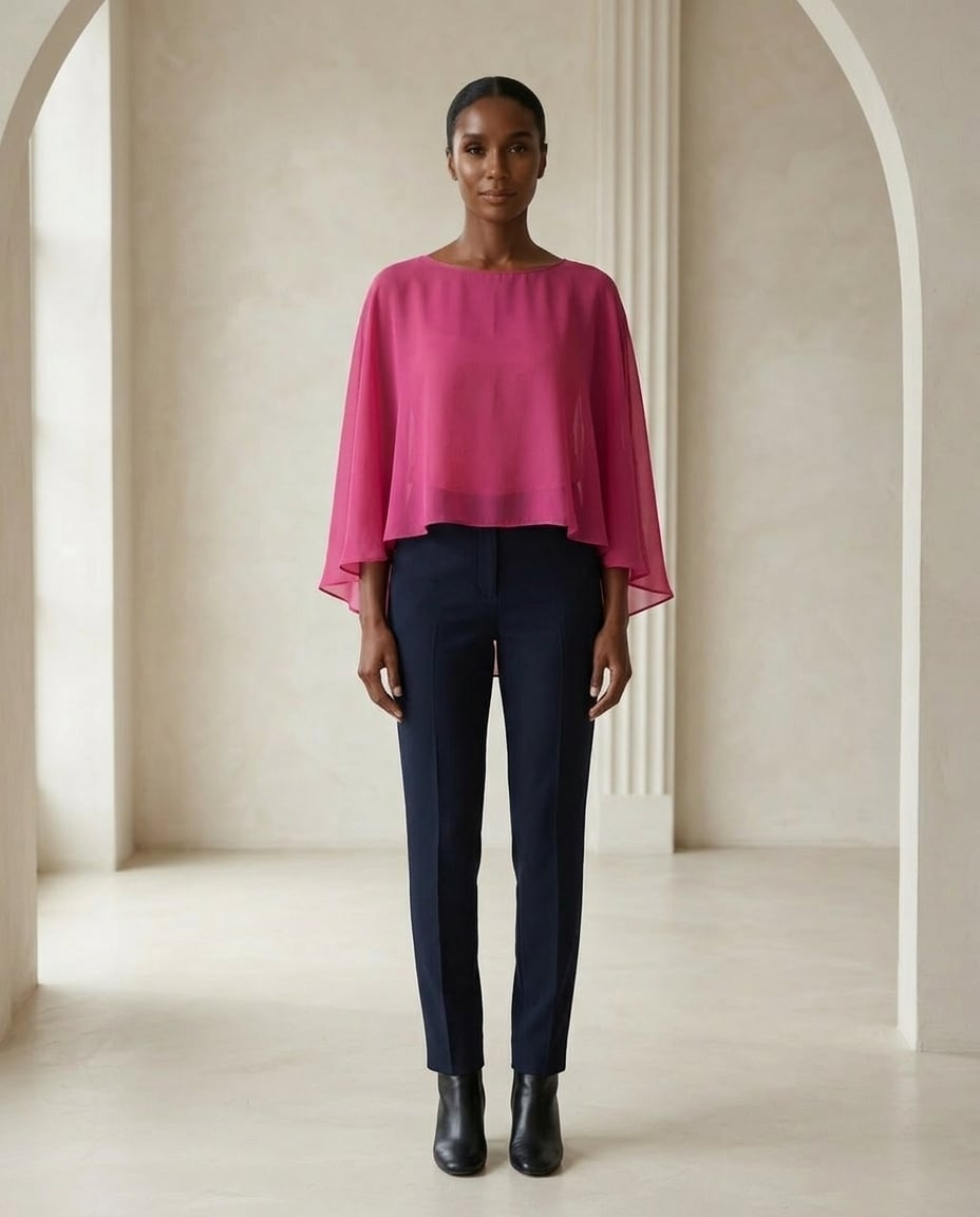 Naomi | Elegant Chiffon Cape for Autumn/Winter - Front View