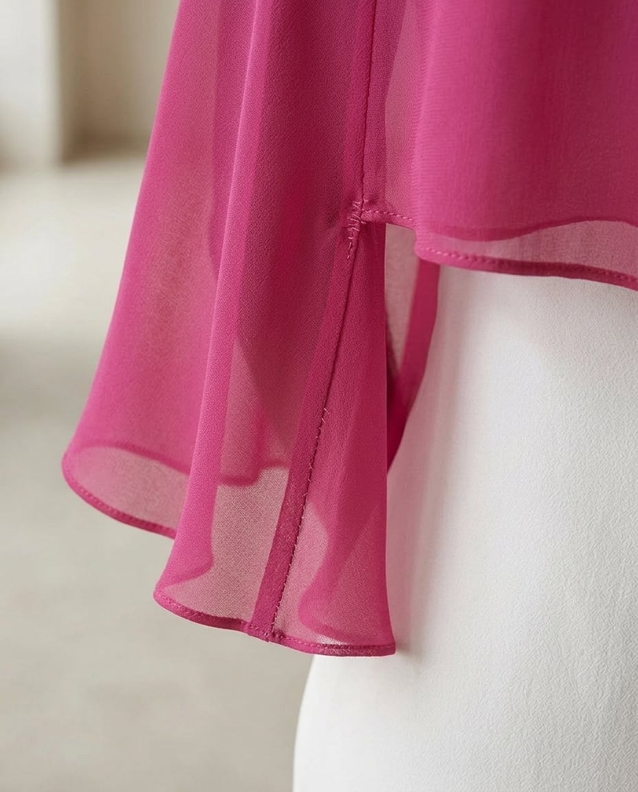 Naomi | Elegant Chiffon Cape for Autumn/Winter - Detail Close-Up