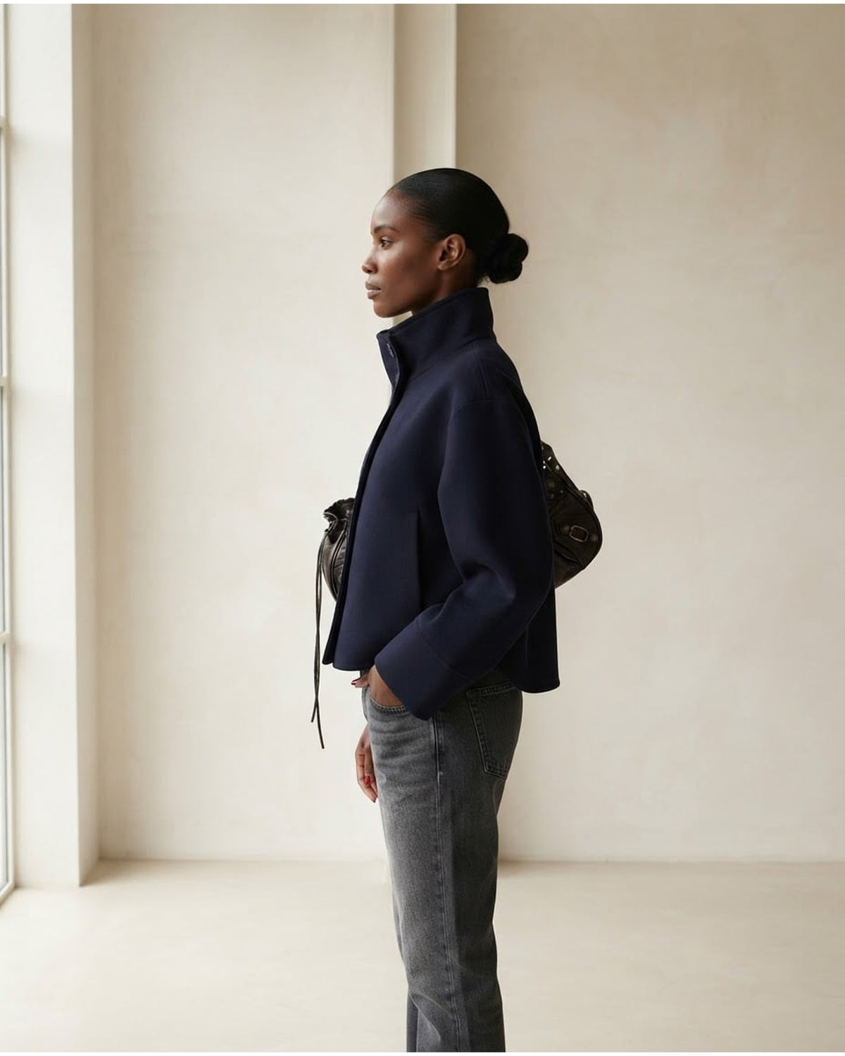 Naomi | Elegant Cropped Jacket for Autumn/Winter - Side View