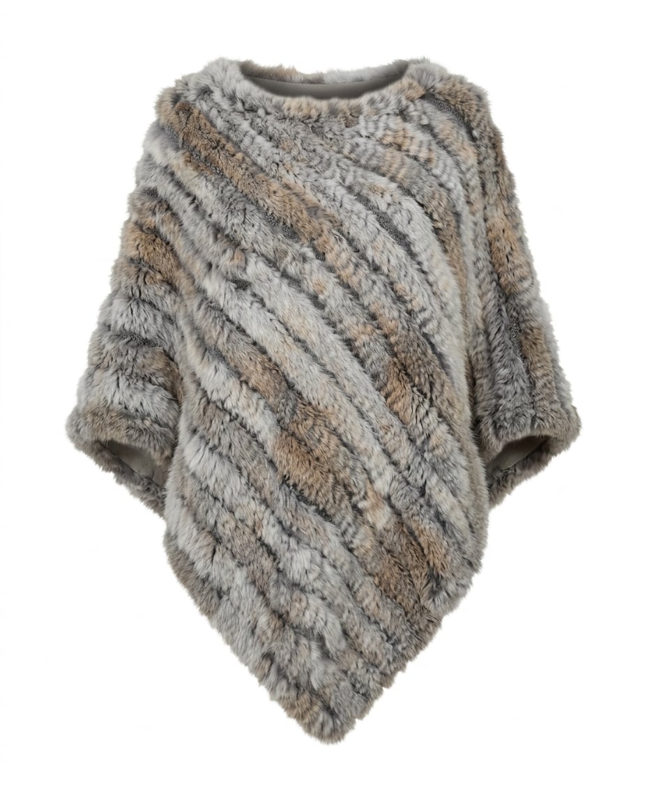 Naomi | Elegant Furry Poncho for Winter — product white bg | Maison Perigee