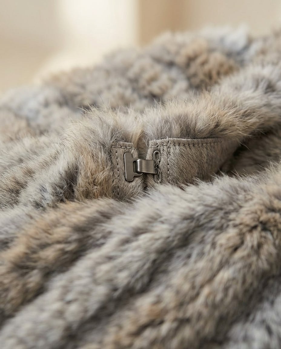Naomi | Elegant Furry Poncho for Winter — detail | Maison Perigee