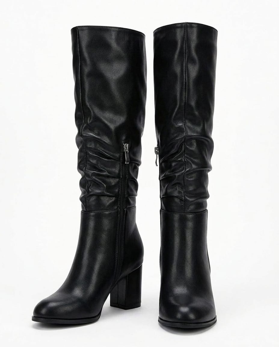 Black knee-high boots product photo, white background | Maison Perigee — product