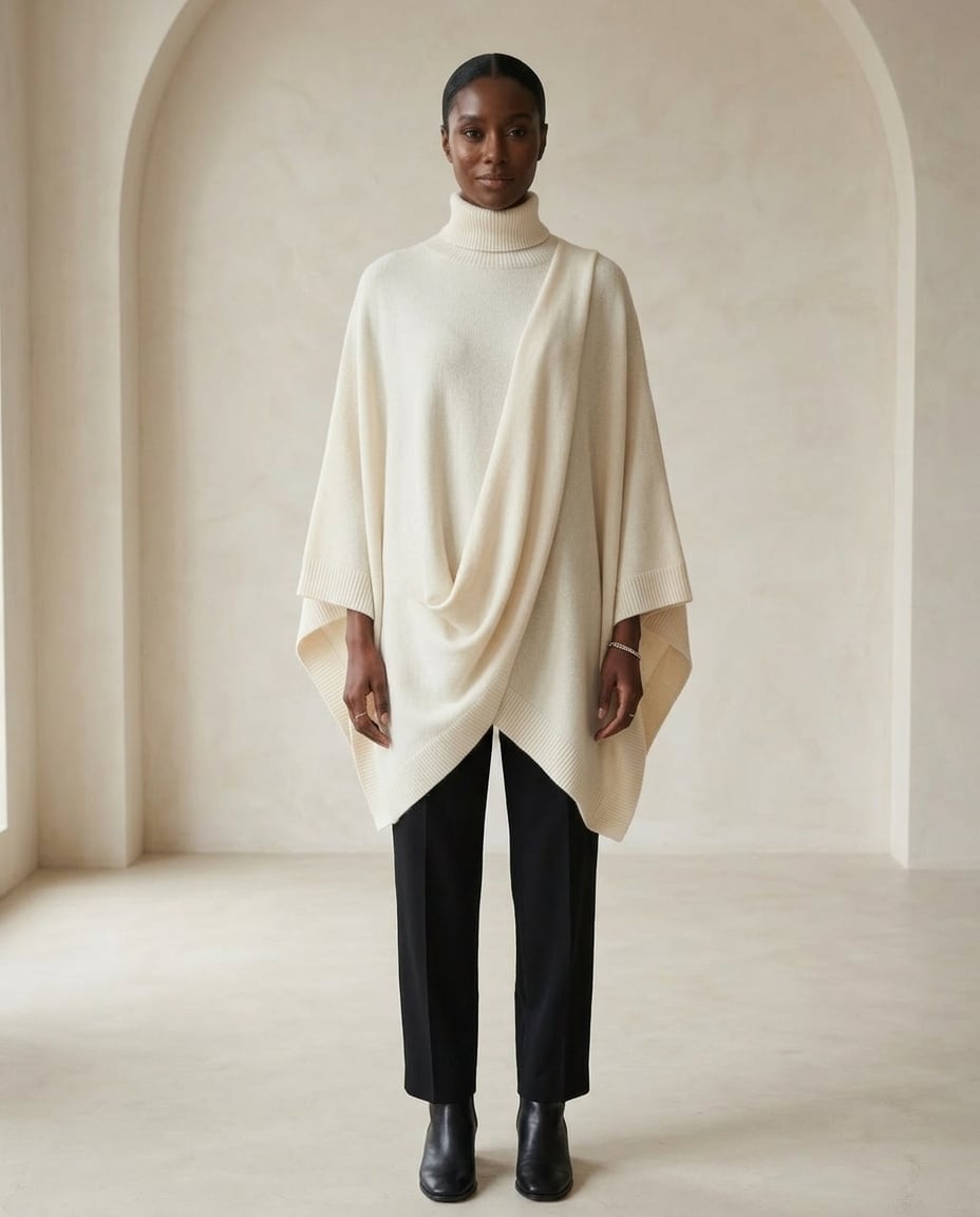 Naomi | Elegant Knit Poncho for Autumn/Winter - Front View