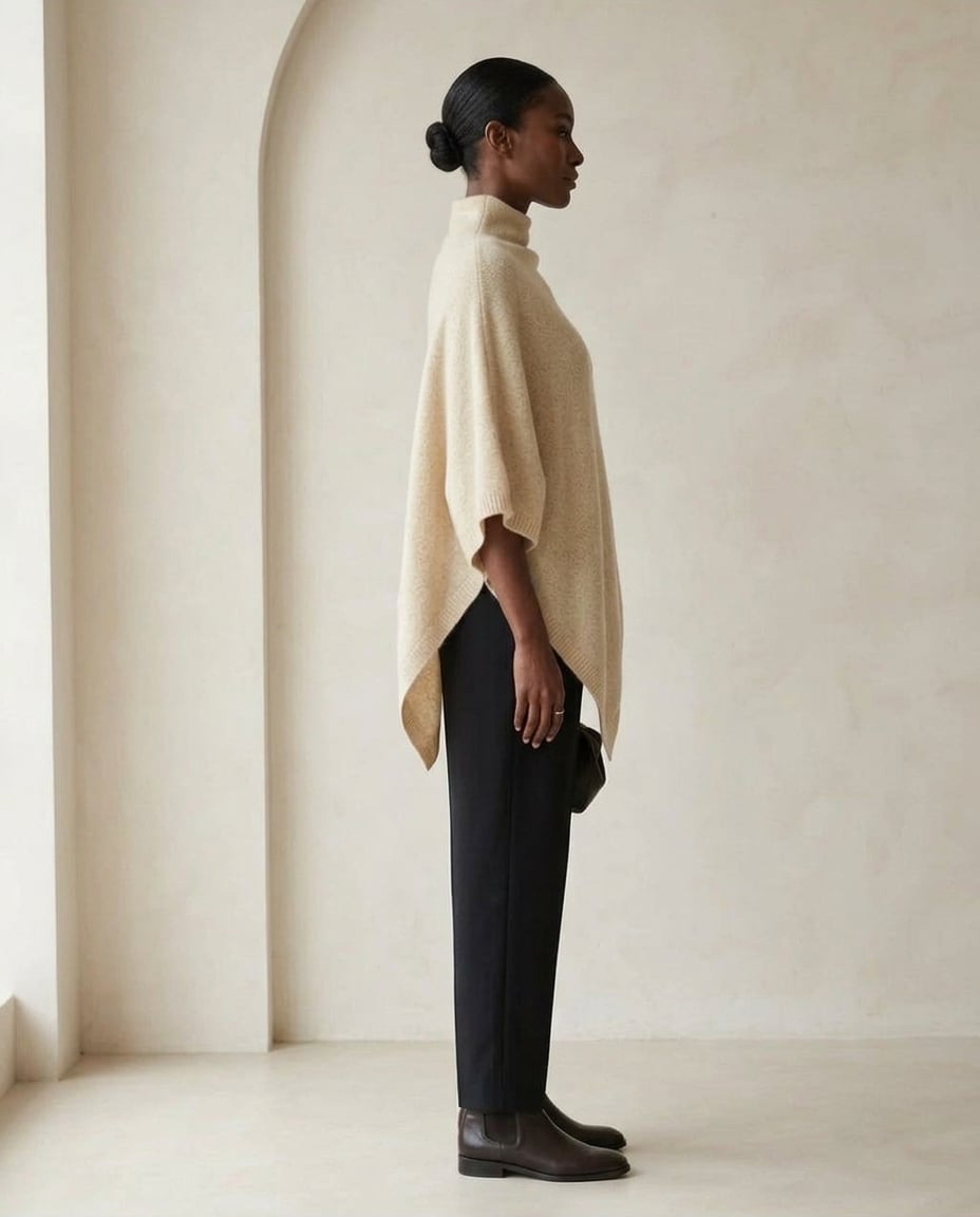Naomi | Elegant Knit Poncho for Autumn/Winter - Side View