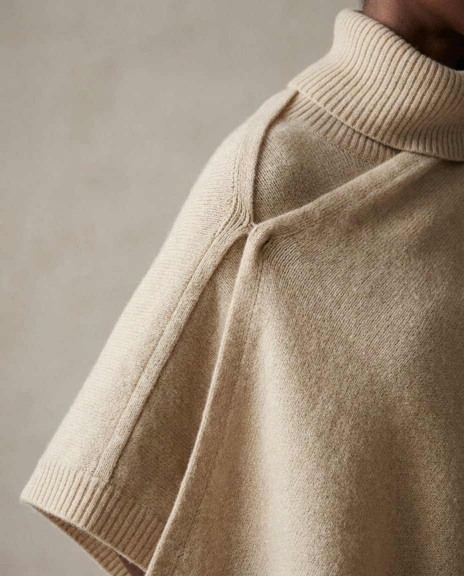 Naomi | Elegant Knit Poncho for Autumn/Winter - Detail Close-Up