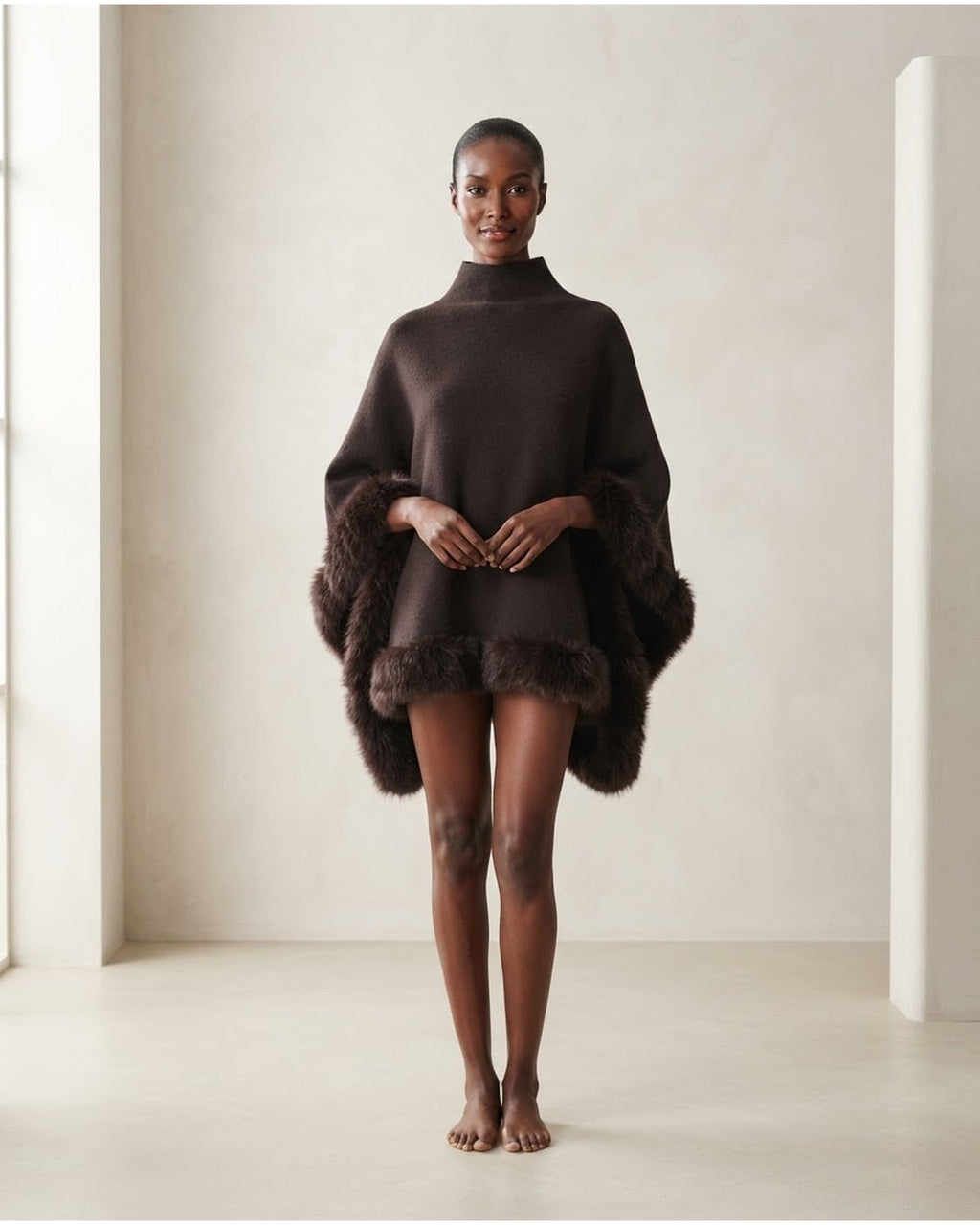 Naomi | Elegant Poncho Cape for Winter - Front View