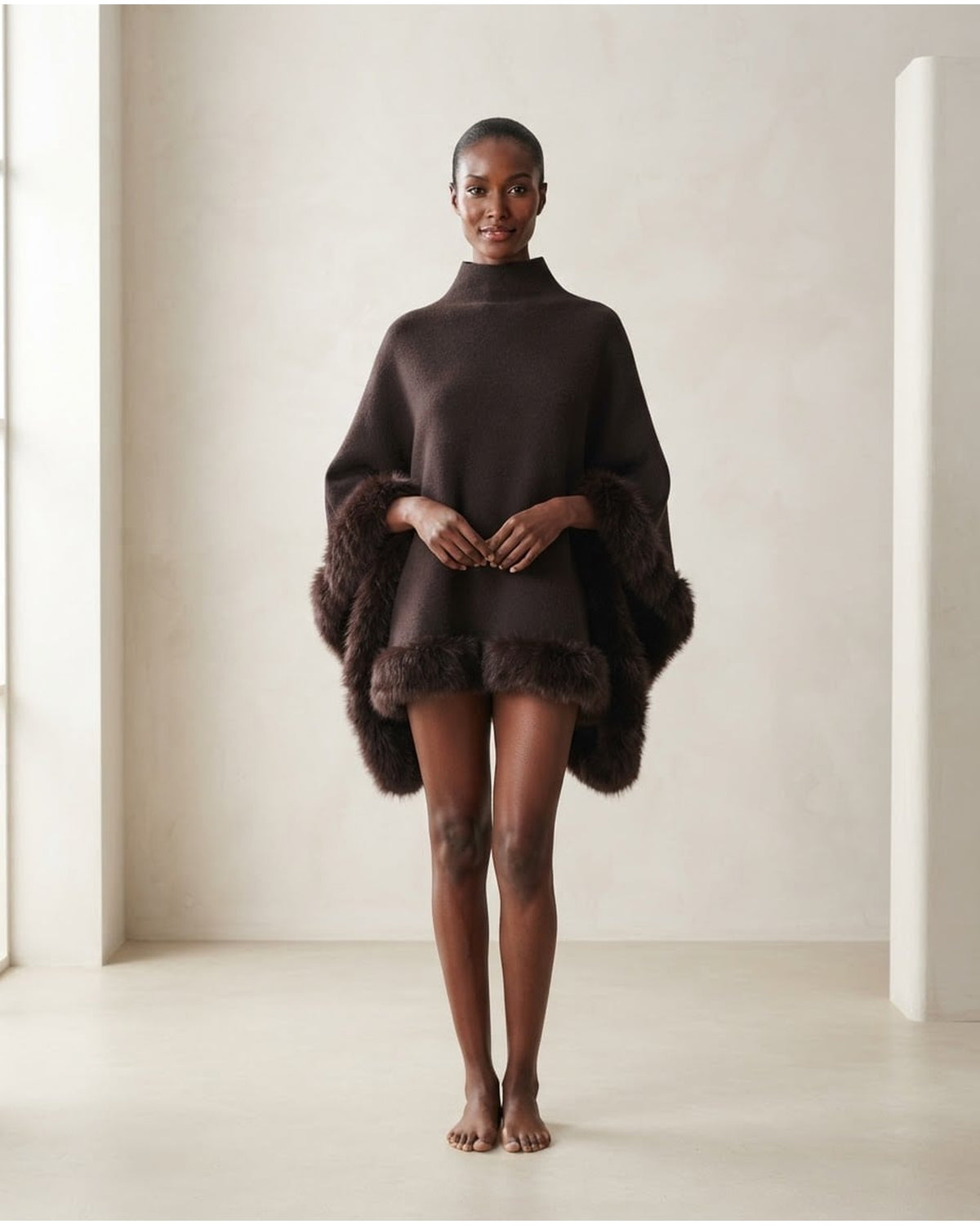 Naomi | Elegant Poncho Cape for Winter - Front View