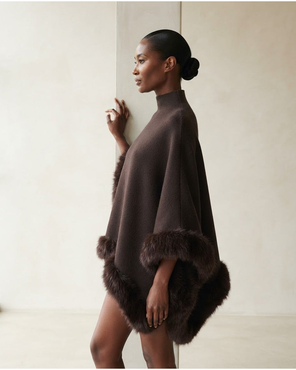 Naomi | Elegant Poncho Cape for Winter - Side View