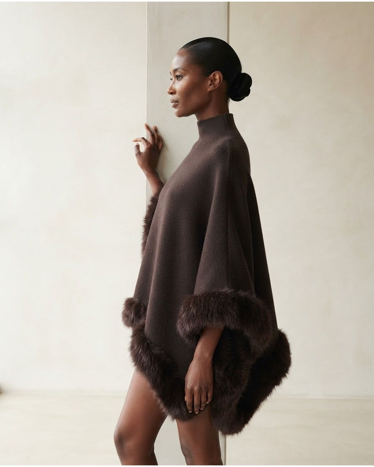 Naomi | Elegant Poncho Cape for Winter - Side View