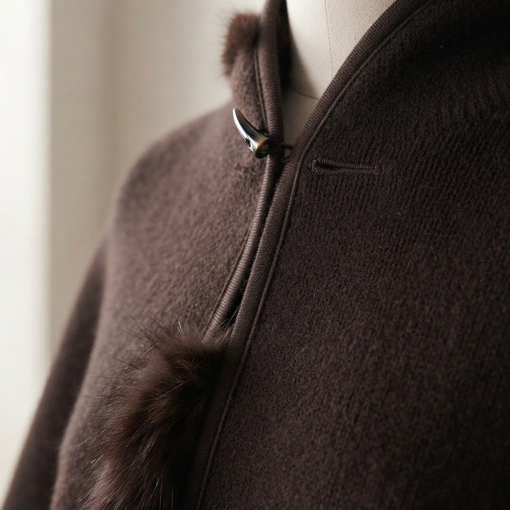 Naomi | Elegant Poncho Cape for Winter - Detail Close-Up
