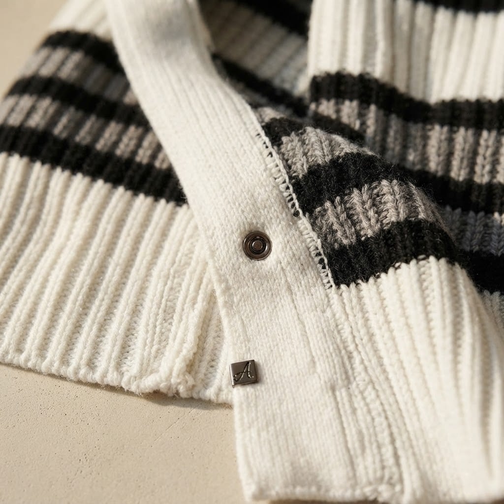 Naomi | Elegant Ribbed Cardigan for Autumn/Winter - Detail Close-Up