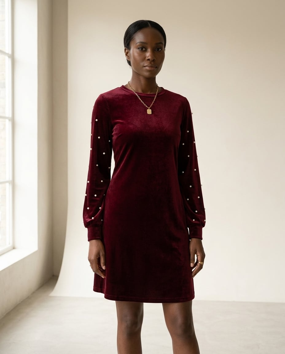 Naomi | Elegant Velvet Dress — front | Maison Perigee