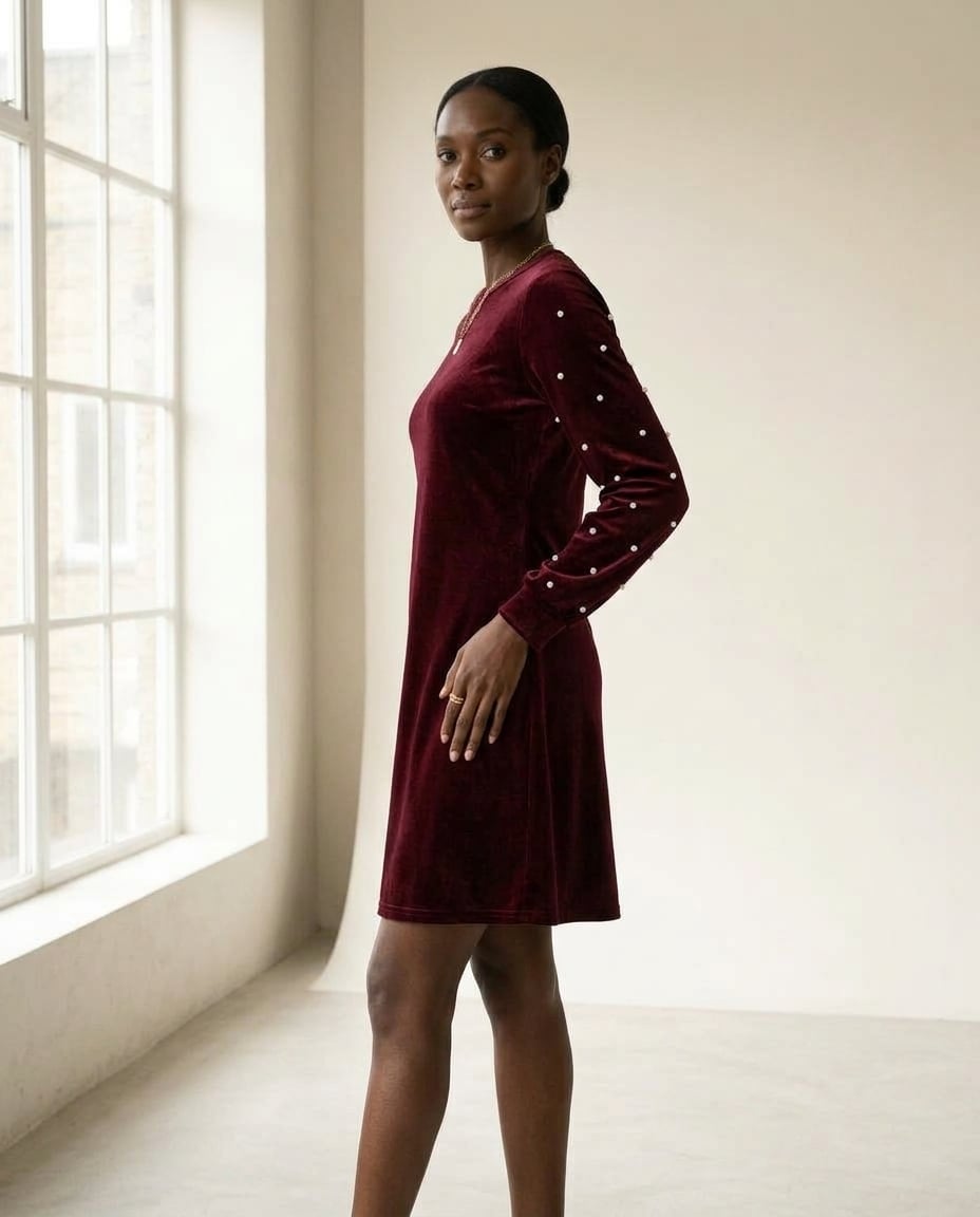 Naomi | Elegant Velvet Dress — side | Maison Perigee