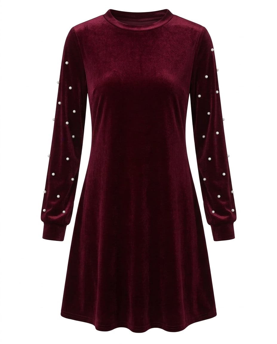 Naomi | Elegant Velvet Dress — product white bg | Maison Perigee