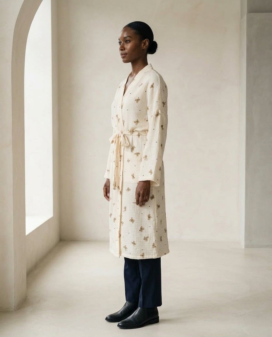 Naomi | Elegant Wrap Robe for Autumn/Winter - Side View