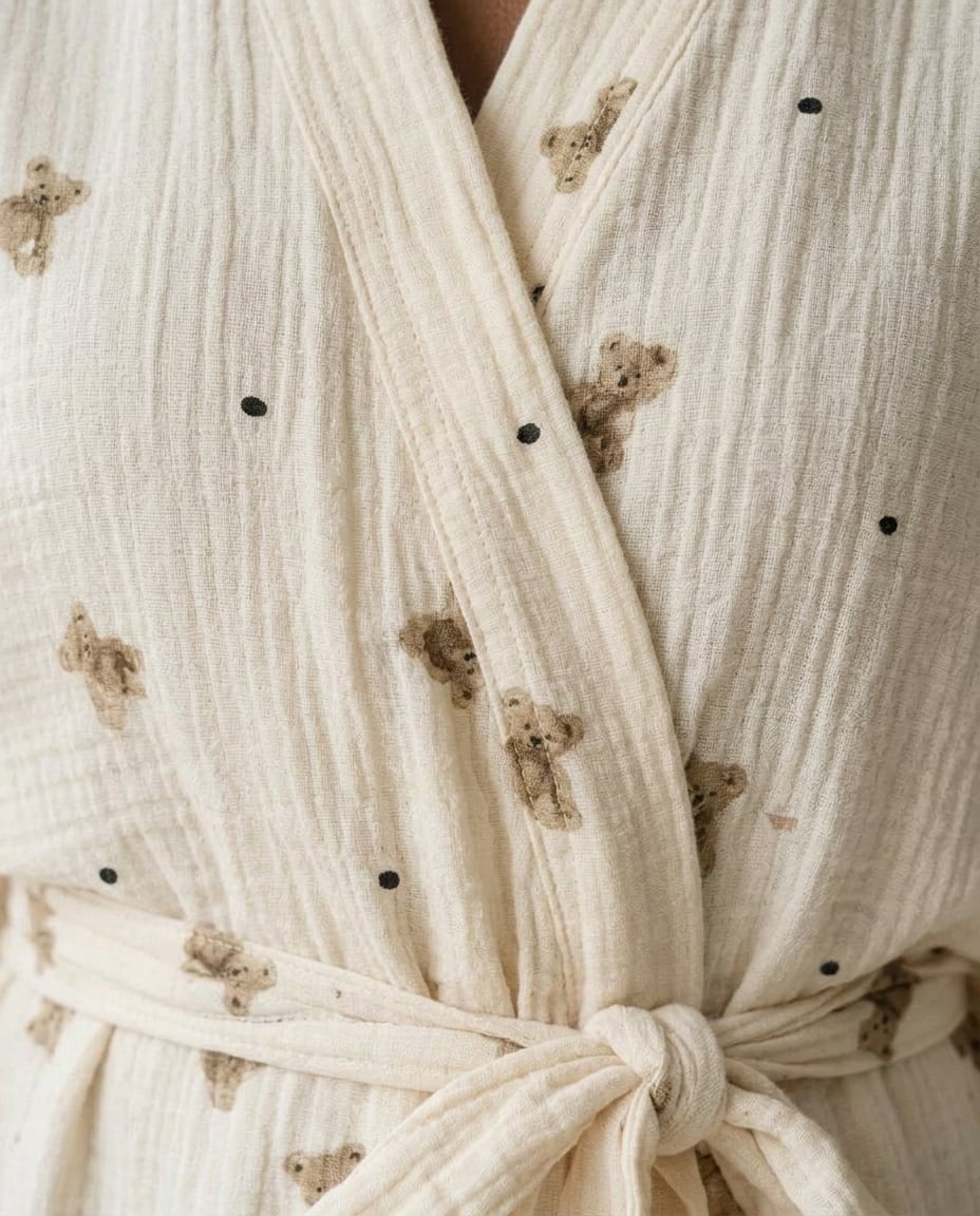 Naomi | Elegant Wrap Robe for Autumn/Winter - Detail Close-Up