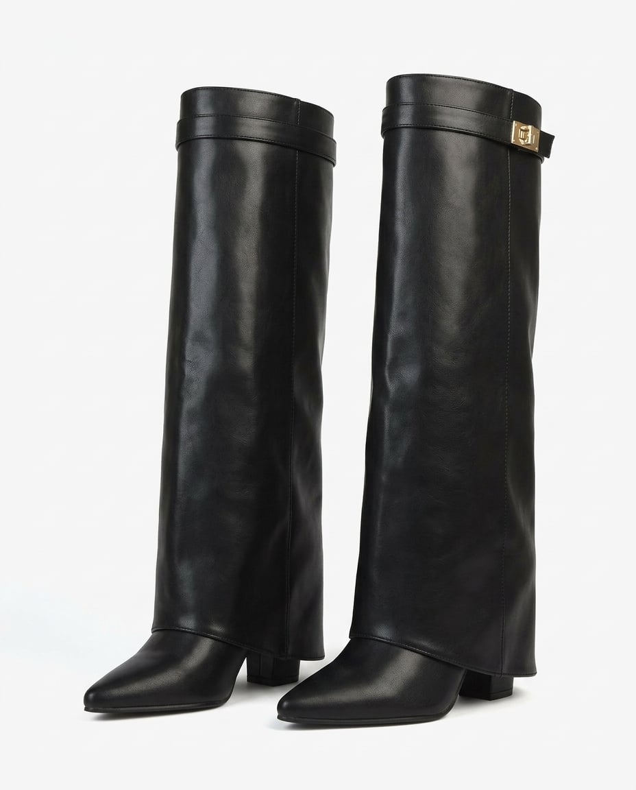 Black knee-high boots product photo, white background | Maison Perigee — product