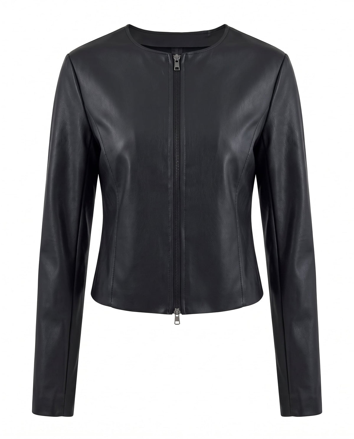 Naomi | Sophisticated Cropped Faux Leather Jacket - product flat