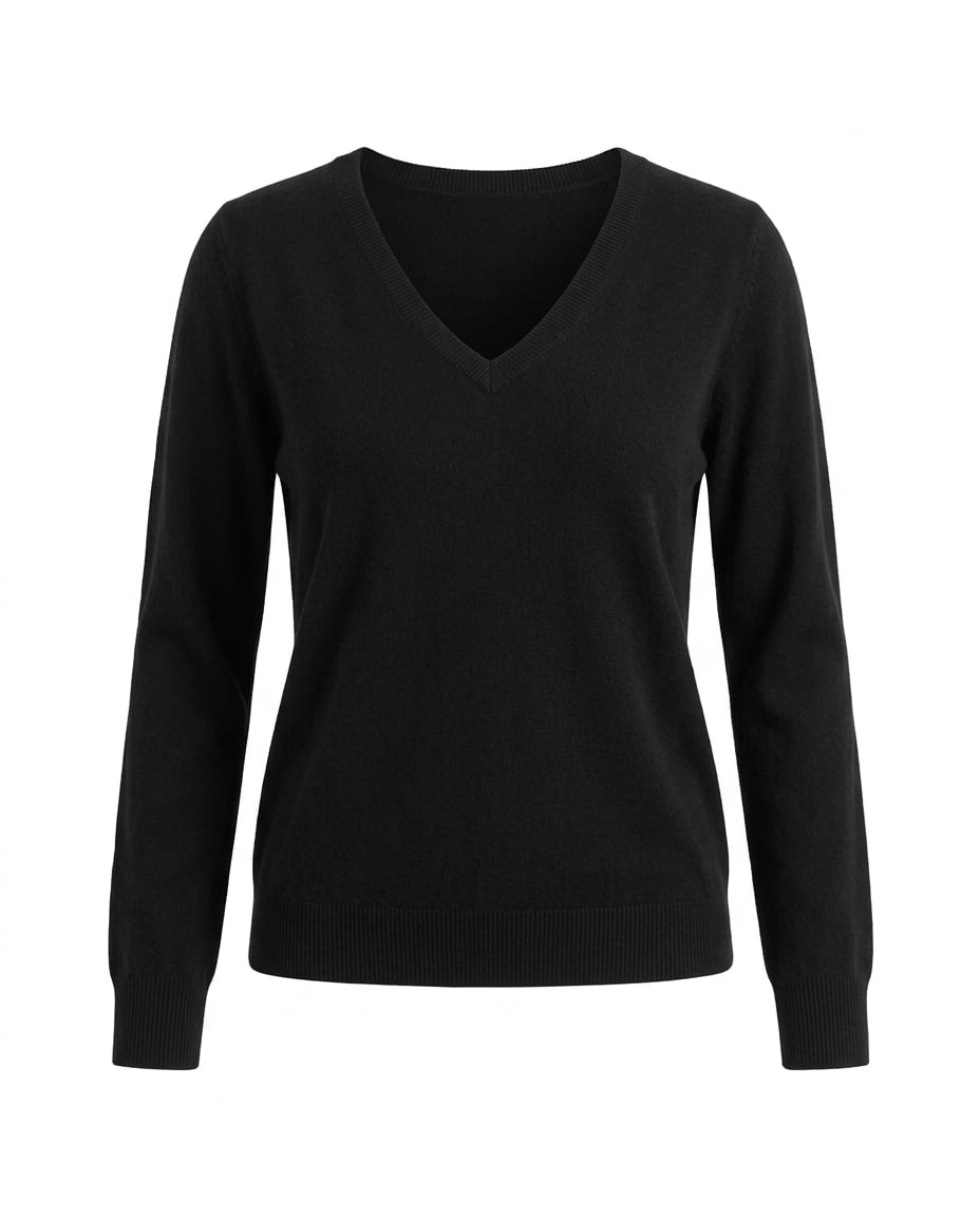 Naomi | Timeless Cashmere V-Neck for Autumn/Winter — product white bg | Maison Perigee