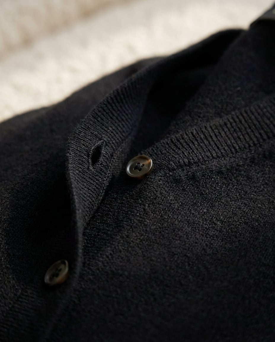 Naomi | Timeless Cashmere V-Neck for Autumn/Winter — detail | Maison Perigee