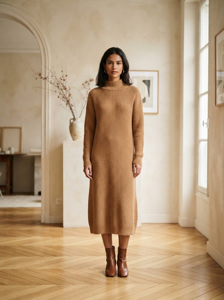 Noémie - Cosy Knit Sweater Dress - front view