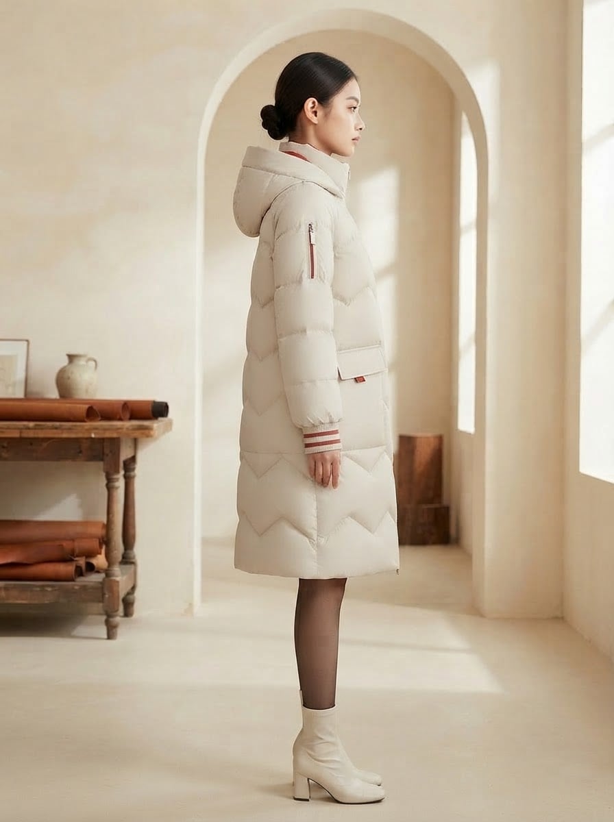 Noémie - Hooded Parka Coat for Winter - side view