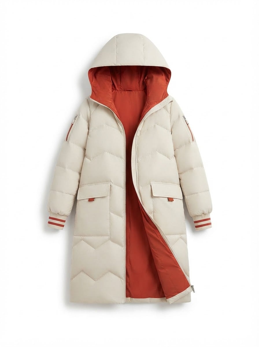 Noémie - Hooded Parka Coat for Winter - flat lay