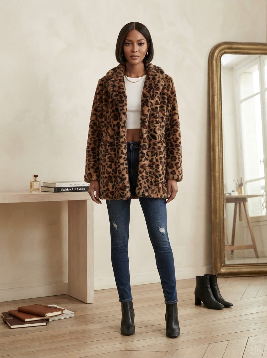 Noémie - Luxe Faux Fur Coat for Winter - front view