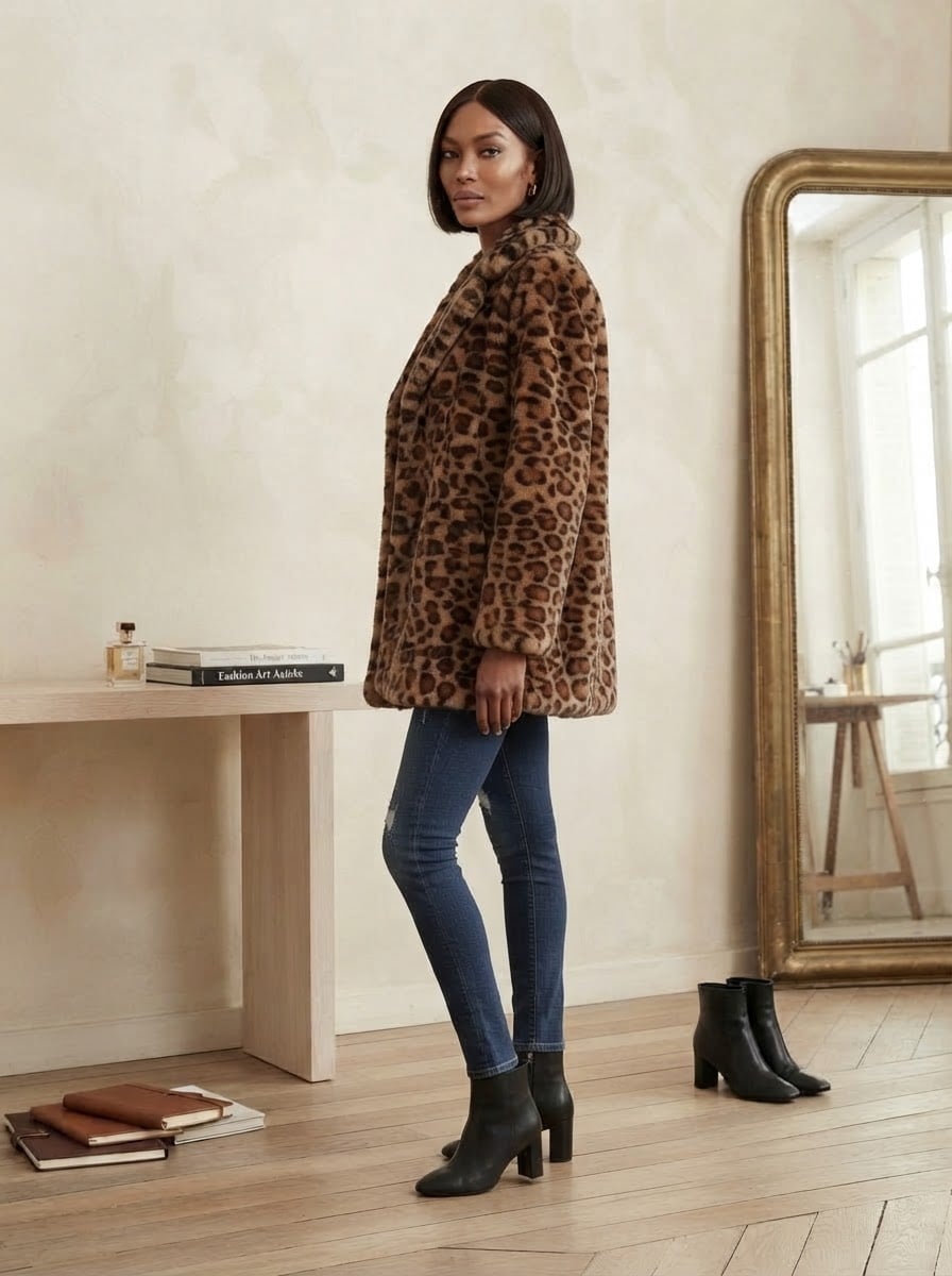 Noémie - Luxe Faux Fur Coat for Winter - side view