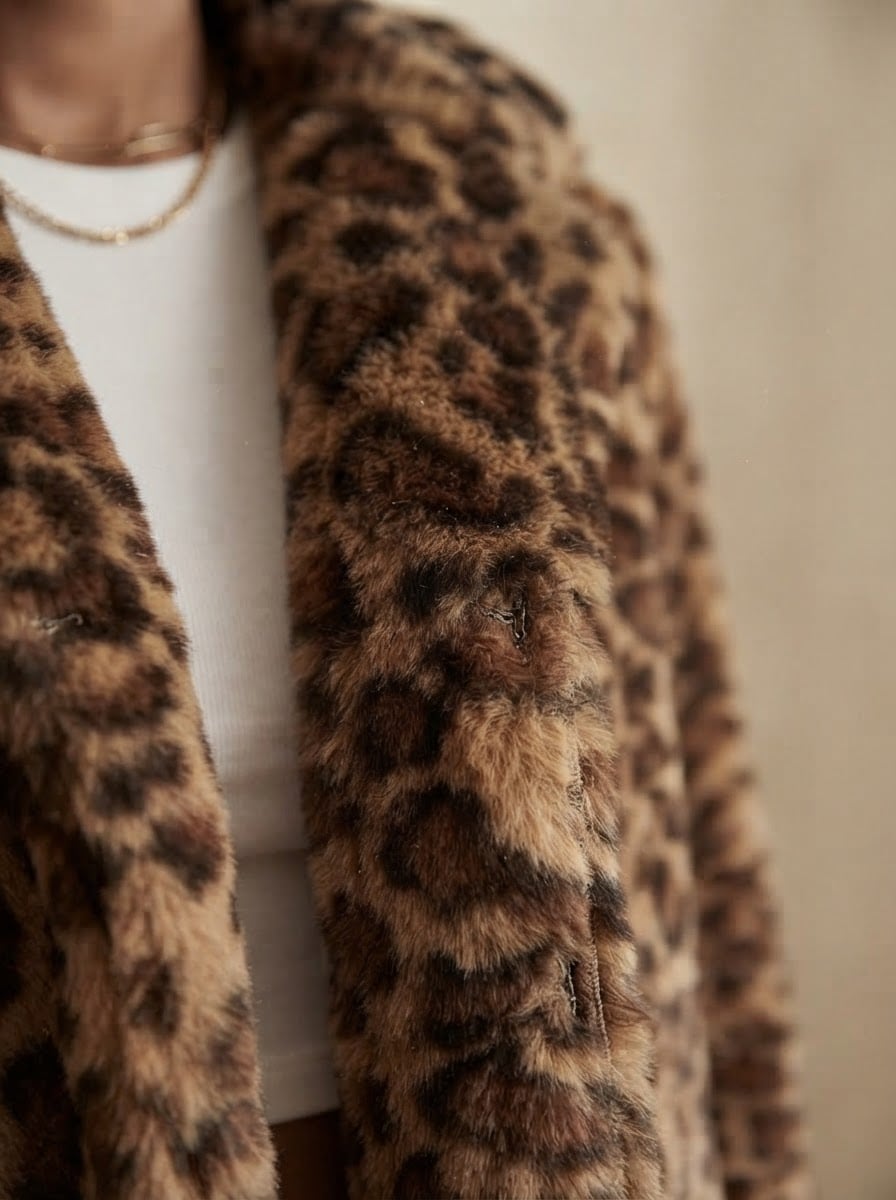 Noémie - Luxe Faux Fur Coat for Winter - detail close-up