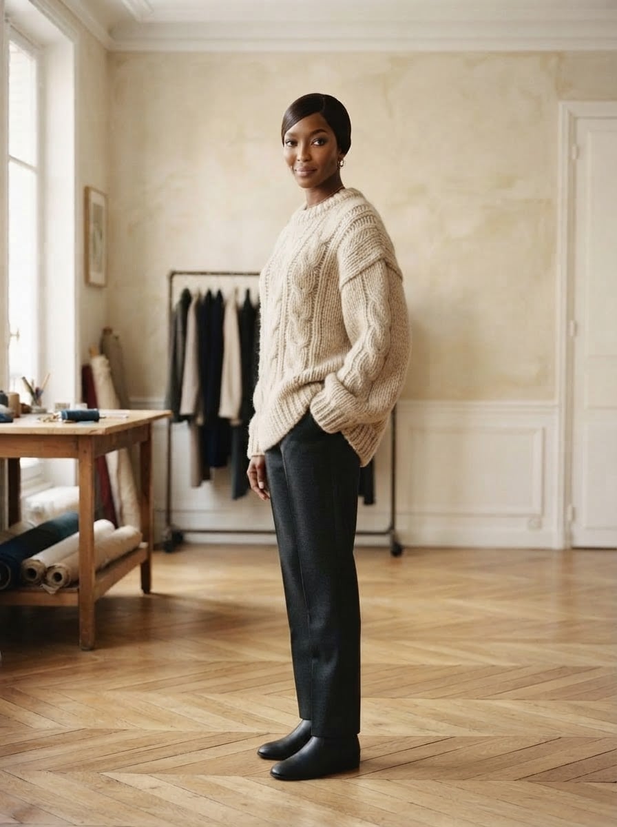 Noémie - Oversized Chunky Knit Jumper - side view