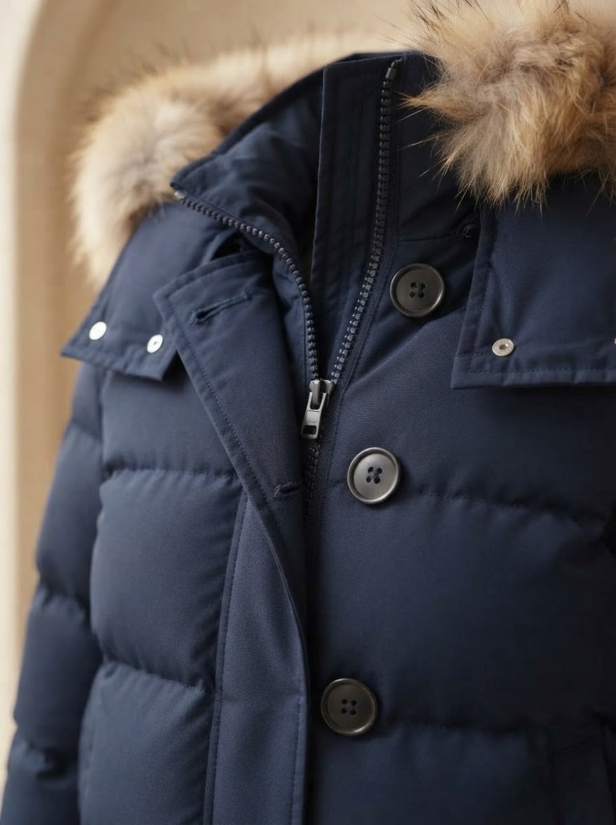 Noémie - Quilted Puffer Coat - detail close-up