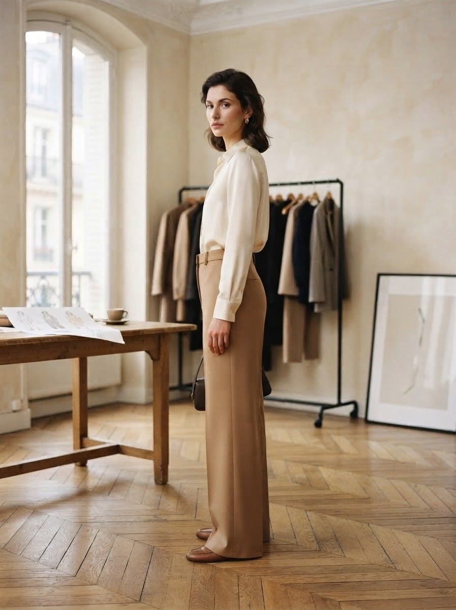Noémie - Wide-Leg Wool Trousers - side view