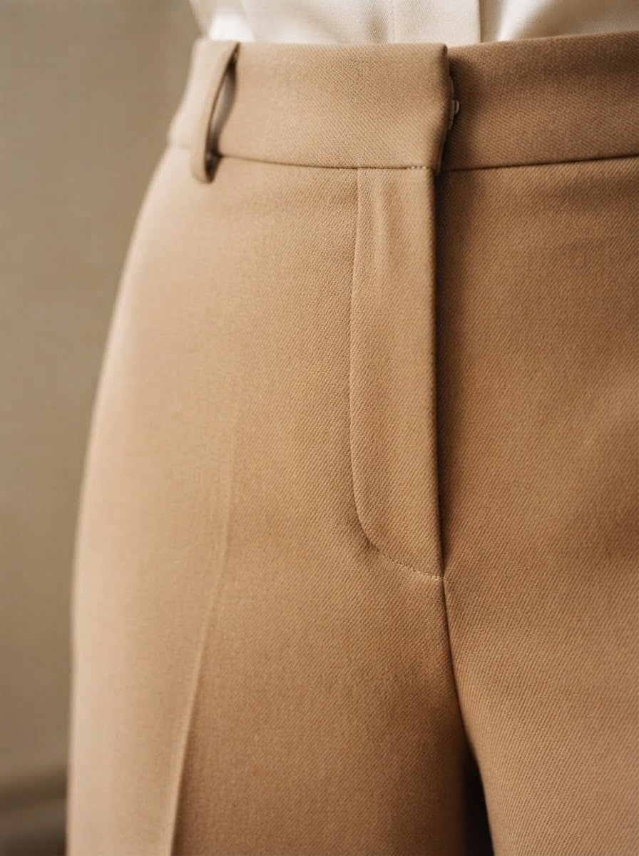 Noémie - Wide-Leg Wool Trousers - detail close-up